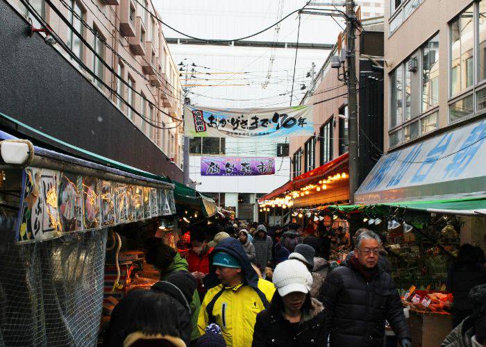 The crowds of Sendai's Morning Market, lovingly nicknamed Sendai's Kitchen.