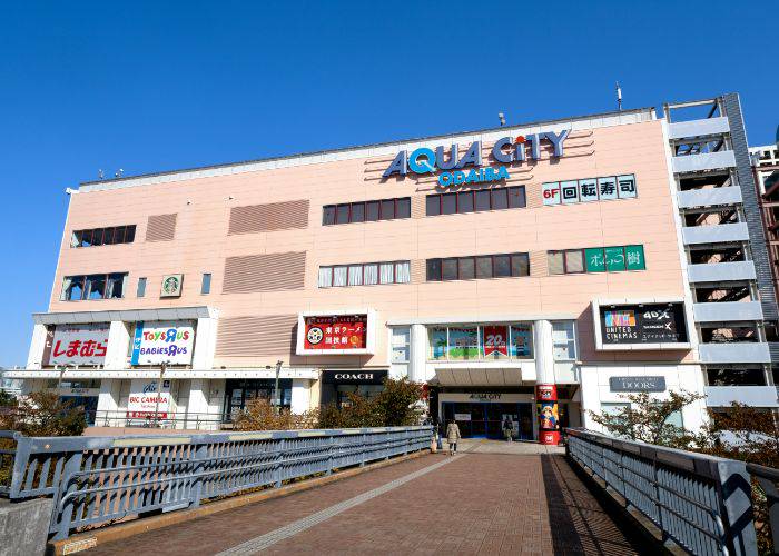 The shop and restaurant-filled shopping mall that is Aqua City Odaiba.