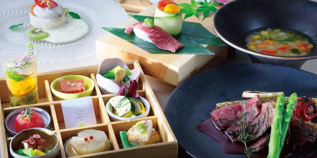Gourmet multi-course meal with diverse dishes in elegant presentation