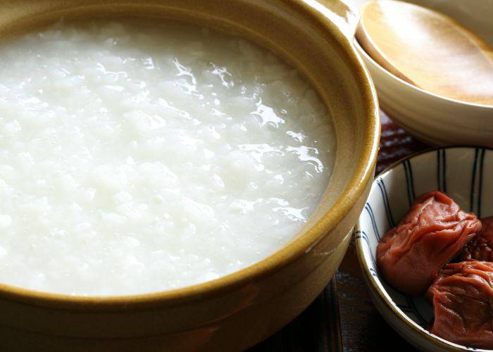 Okayu, a warming rice porridge dish in Japan.