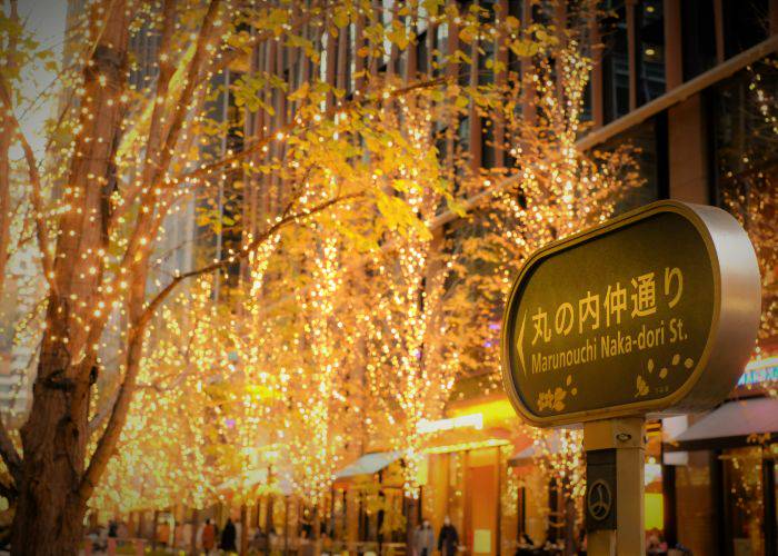 The illuminated streets of Tokyo's Marunouchi Naka-Dori.