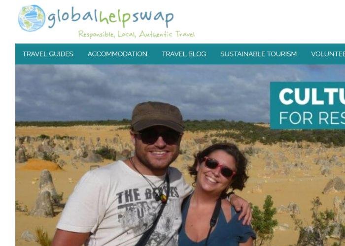 The home page of travel website Globalhelpswap