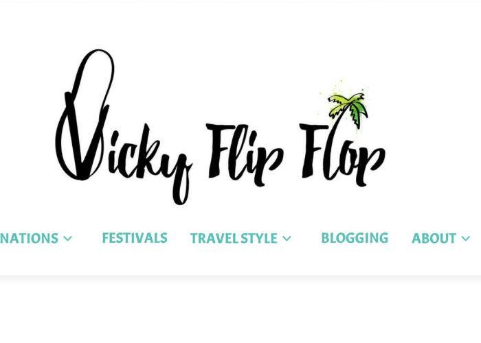 The web page for Vicky flip flop Travels 