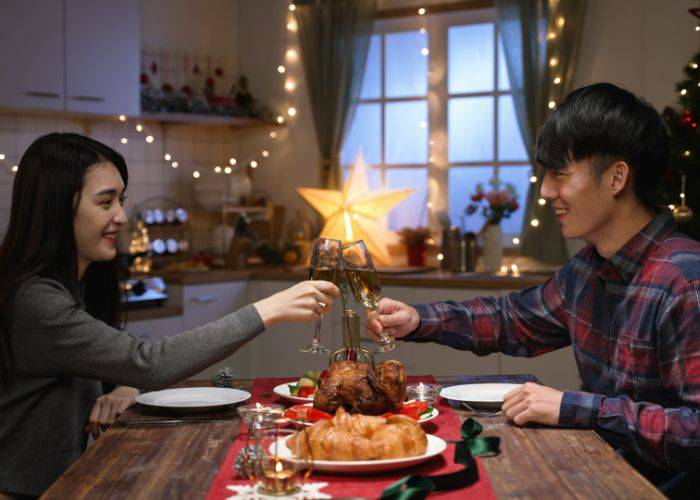 A couple celebrating Christmas in Japan.