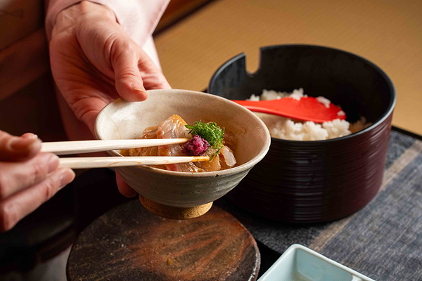 Delicious Japanese dish in traditional setting