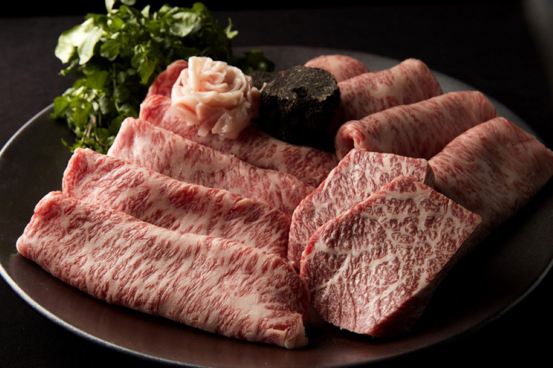 Luxurious, highly marbled wagyu beef.