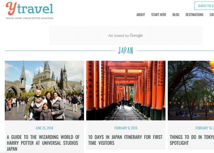 yTravel Blog Homepage, an Australian travel blog with pictures from Nara and Universal Studios Osaka in Japan