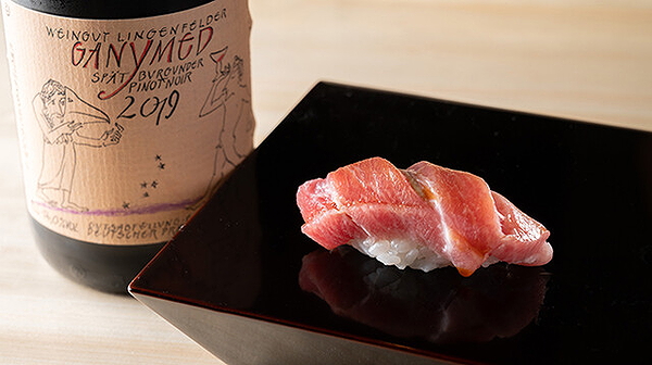 Sushi and Pinot Noir pairing at upscale restaurant