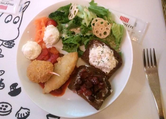 A plate of Scandinavian food at the Tokyo Moomin Cafe and Bakery