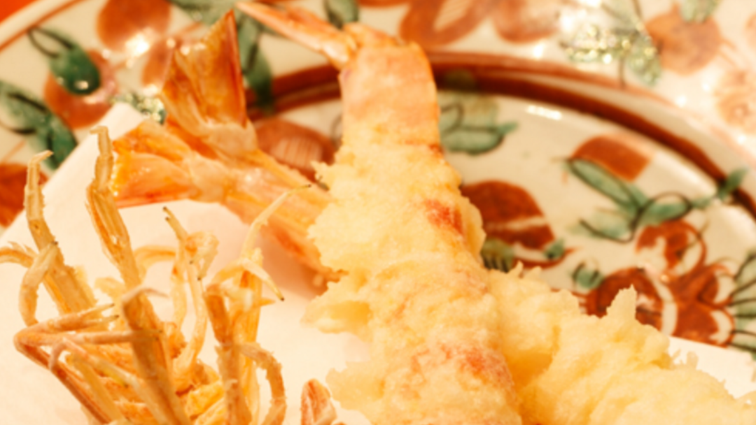 Delicious tempura dish on a decorative plate