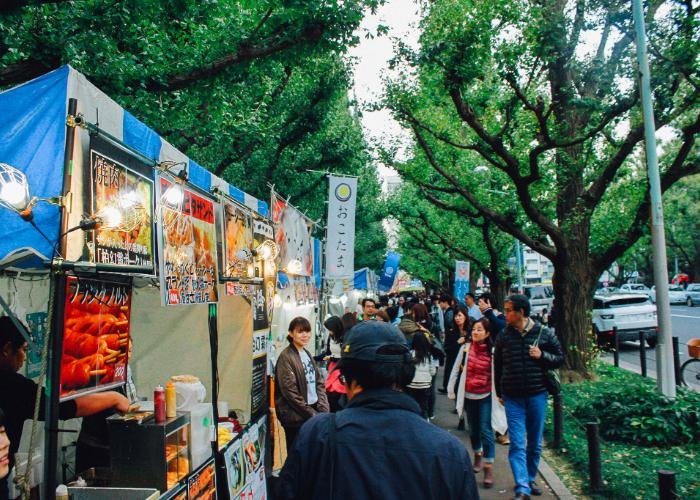 Street food stalls in the festival.