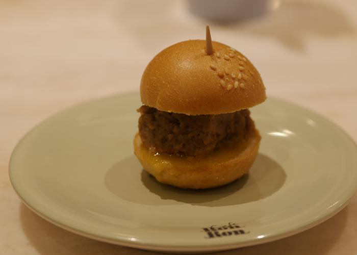 Mini meat patty burger.