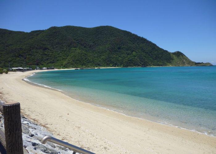 Amami Oshima Island with a sandy beach and clear blue water