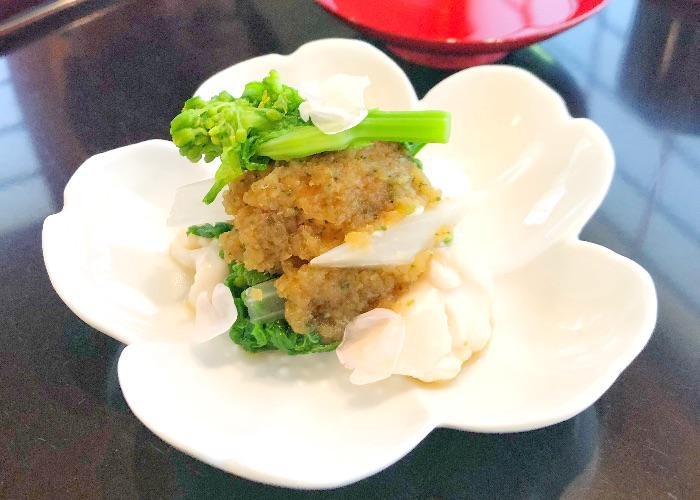 Komago Michelin Starred Restaurant appetizer, in a white dish