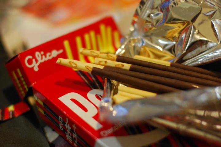 Package of Pocky, the Japanese chocolate coated biscuits