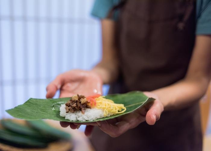 Sasazushi, sushi rice on a bamboo leaf
