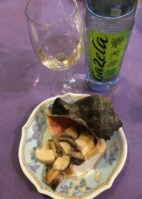 Prepared giant snail bought at Osaka Kizu Market